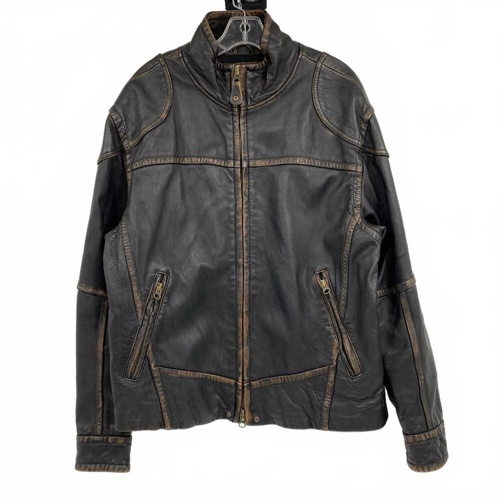 The Territory Ahead Brown Jacket Distressed Front Zip | Mens L
